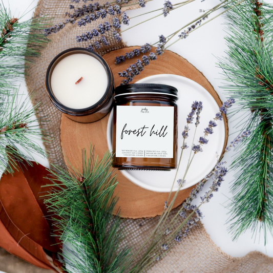 Forest Hill scented Coconut-Soy Candle with Wooden Wick